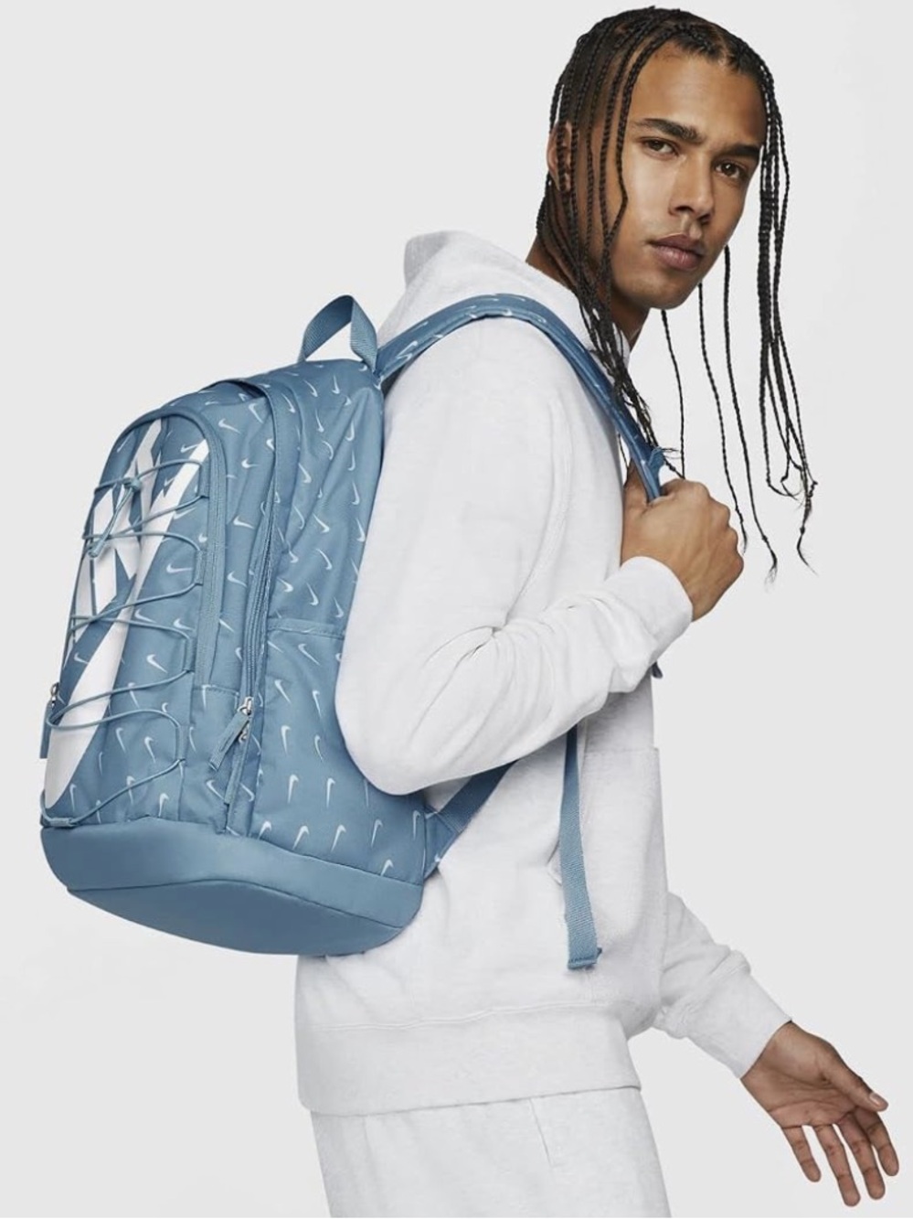 Nike Hayward Light Blue Mini Swoosh Backpack Bookbag School Travel